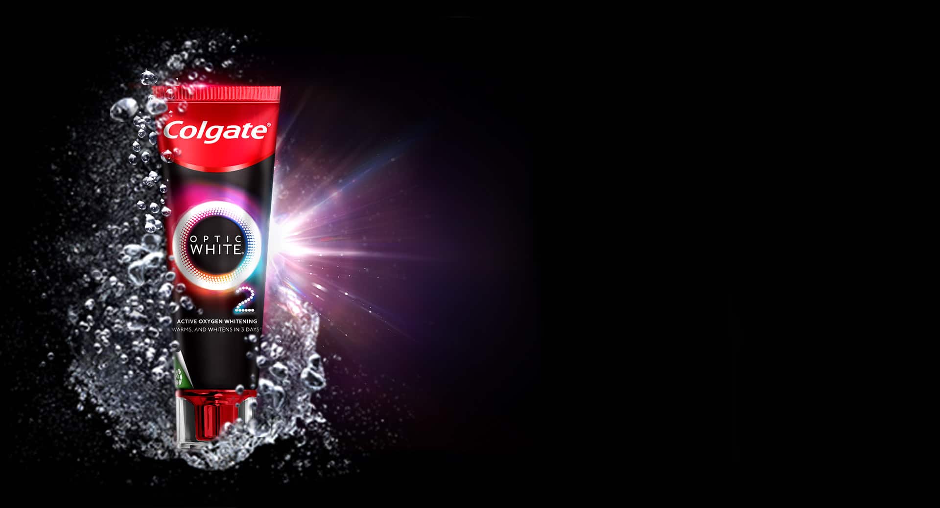 Solo shot of Colgate's Optic White O2 Toothpaste; image used for introducing Colgate's best teeth whitening product Solo shot of Colgate's Optic White O2 Toothpaste; image used for introducing Colgate's best teeth whitening product